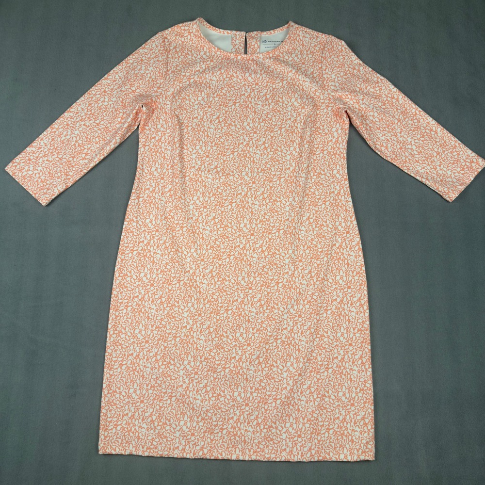 Southern Tide Womens Orange Floral Shift Dress 3/4 Sleeve Size Small